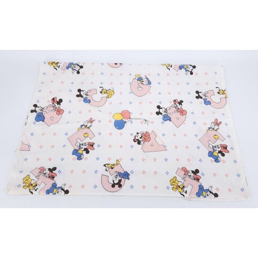 Vtg 1984 Dundee Disney Babies Receiving Blanket Flannel ABC Blocks Mickey Minnie